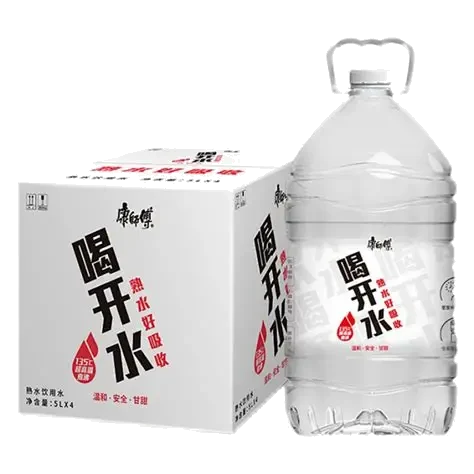 康师傅喝开水 5L×4 大装版纸箱与提手瓶装水